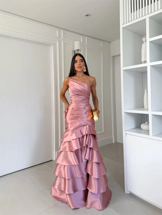 Pink Tiered Ruffle Mermaid Corset Prom Dresses Sleeveless Vestidos De Noche Floor-Length Formal Evening 2026
