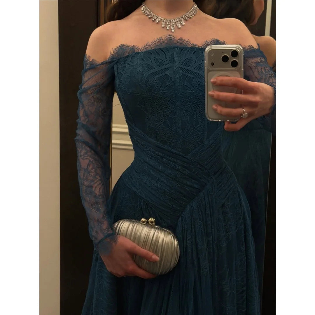 Navy Blue Sweetheart Neck Detachable Cape Prom Dress Sequins A-line vestidos de noche Floor-Length Formal 2026