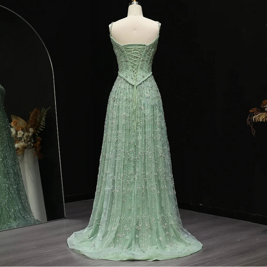Evening Dresses Woman Elegant Dress Luxury Wedding Guest Sleeveless Line A Beaded Lace Robe Soiree Ball Gowns