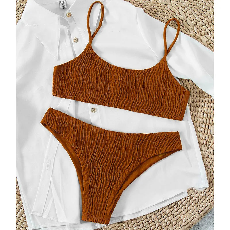 Sexy for Women Bikini Summer 2025 New Simple Solid Swimwear Bikinis Sets