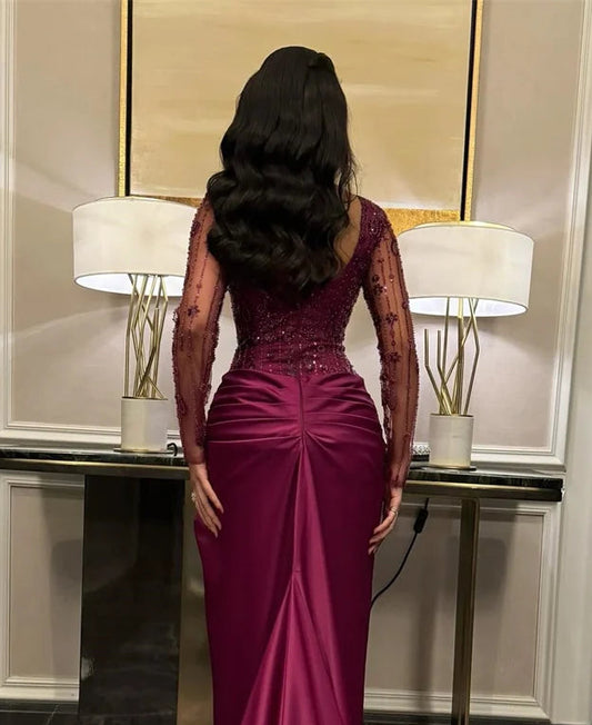 High Quality Formal Luxury Evening Dress Glitter Long Sleeves Mermaid Floor-length Bespoke Occasion Elegant Party