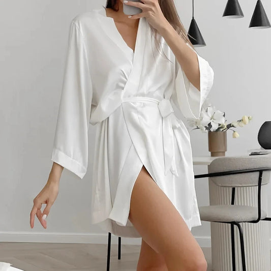 Women Robe Morning Gown Sleepwear Loose Nightgown Female Lingerie