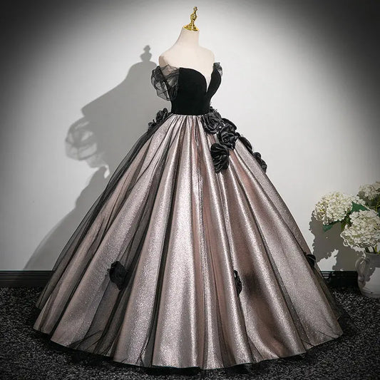 2026 New Women's Black Stiff Chiffon Strapless Evening Dress Fashionable Slimming Banquet Back Strap Long Fluffy Skirt