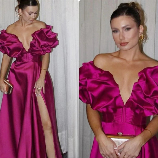 Evening Satin Line A Three-dimensional Rotator Cuff Elegant Party Long Dresses for Formal Occasions Luxury