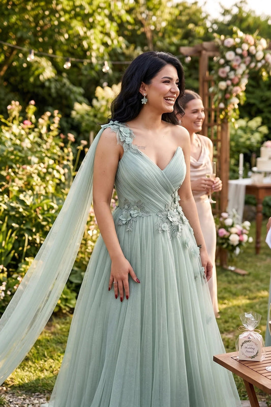 Light Green Party Evening Dress Mesh Grace Eid Al-fitr Line 2024 Ball Gowns Formal Wedding
