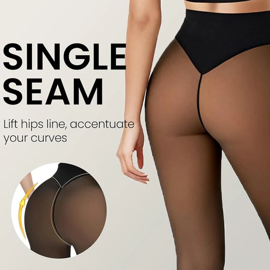 Seam Fleece Lined Tights Shaping Thermal Leggings Band Translucent Pantyhose Sheer Fleece Leggings Plus Size