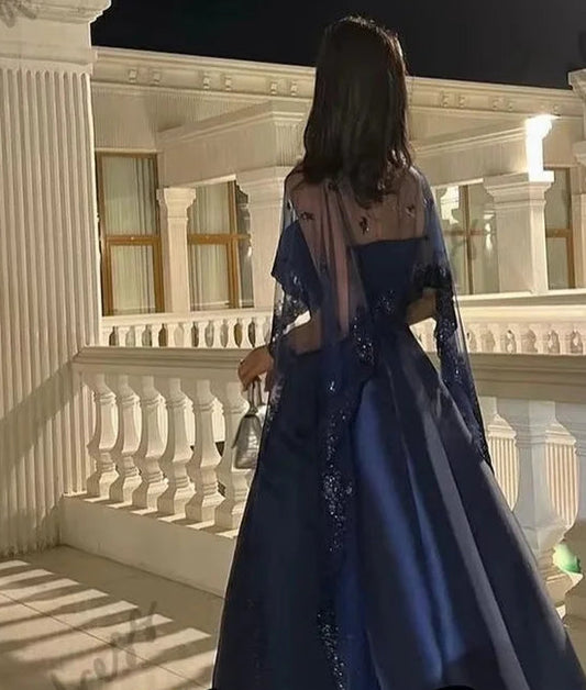 Sequins Luxurious Women's Evening Dresses for Special Occasions Shawl Sleeveless Backless Saudi ArabiaArab Party