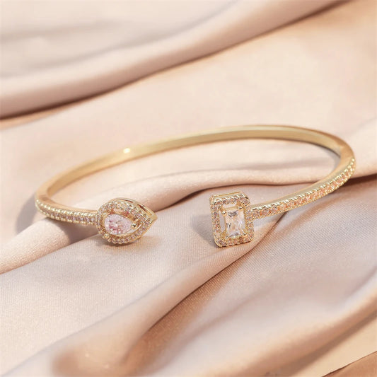 Luxury Geometry Gold Color Cuff Bangles For Women Bracelets INS Party Everyday Jewlery