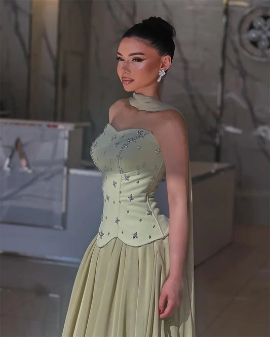 Contessa Dubai Evening dresses A-line prom party dress 2025 Luxury Strapless Floor-length