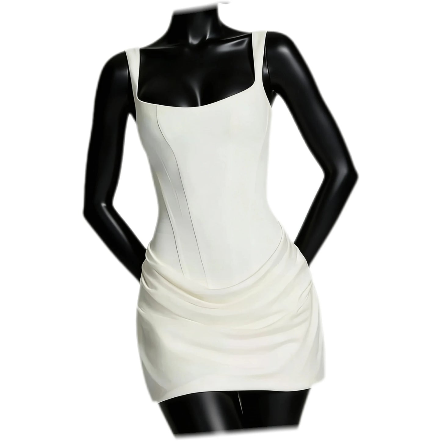 French Style Strap Bodycon Mini Gown Women's Ruched Short Dress Sexy Bandage Corset Summer Party Evening Fashion