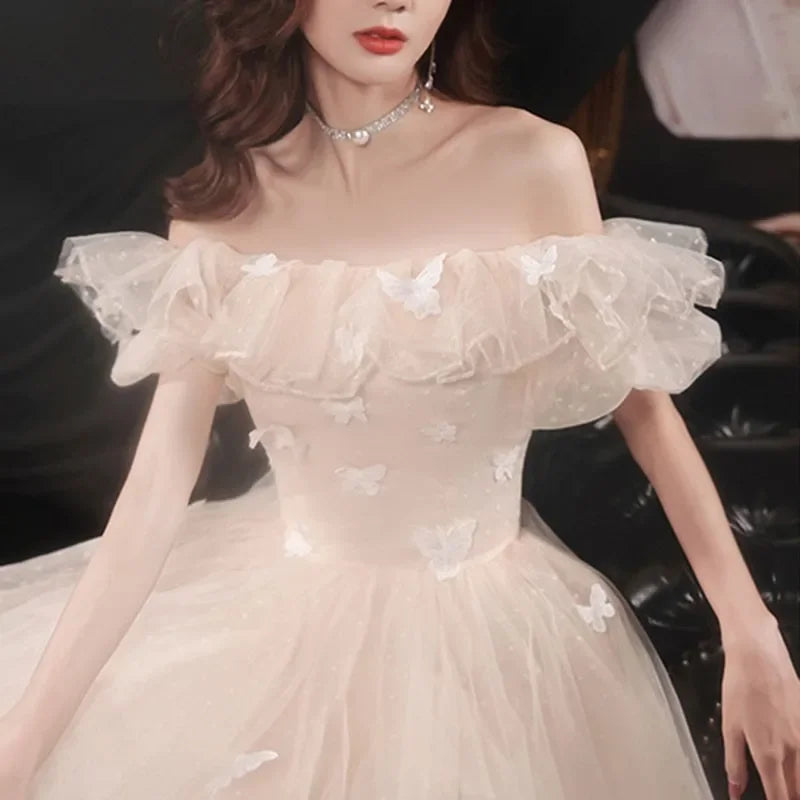 Shoulder Tied Evening Dress for Women 2026 New Style Banquet Host Pong Performance Dress High End Bridesmaid