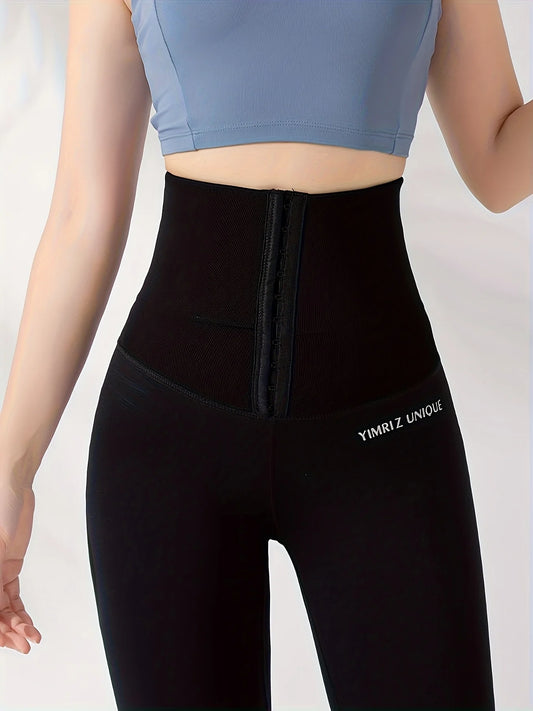 Women's Button-Down Yoga Pants High Waist Abdomen Control Hip Lifting Peach Butt Tight Shaping Shark Skin Sports Running Legging