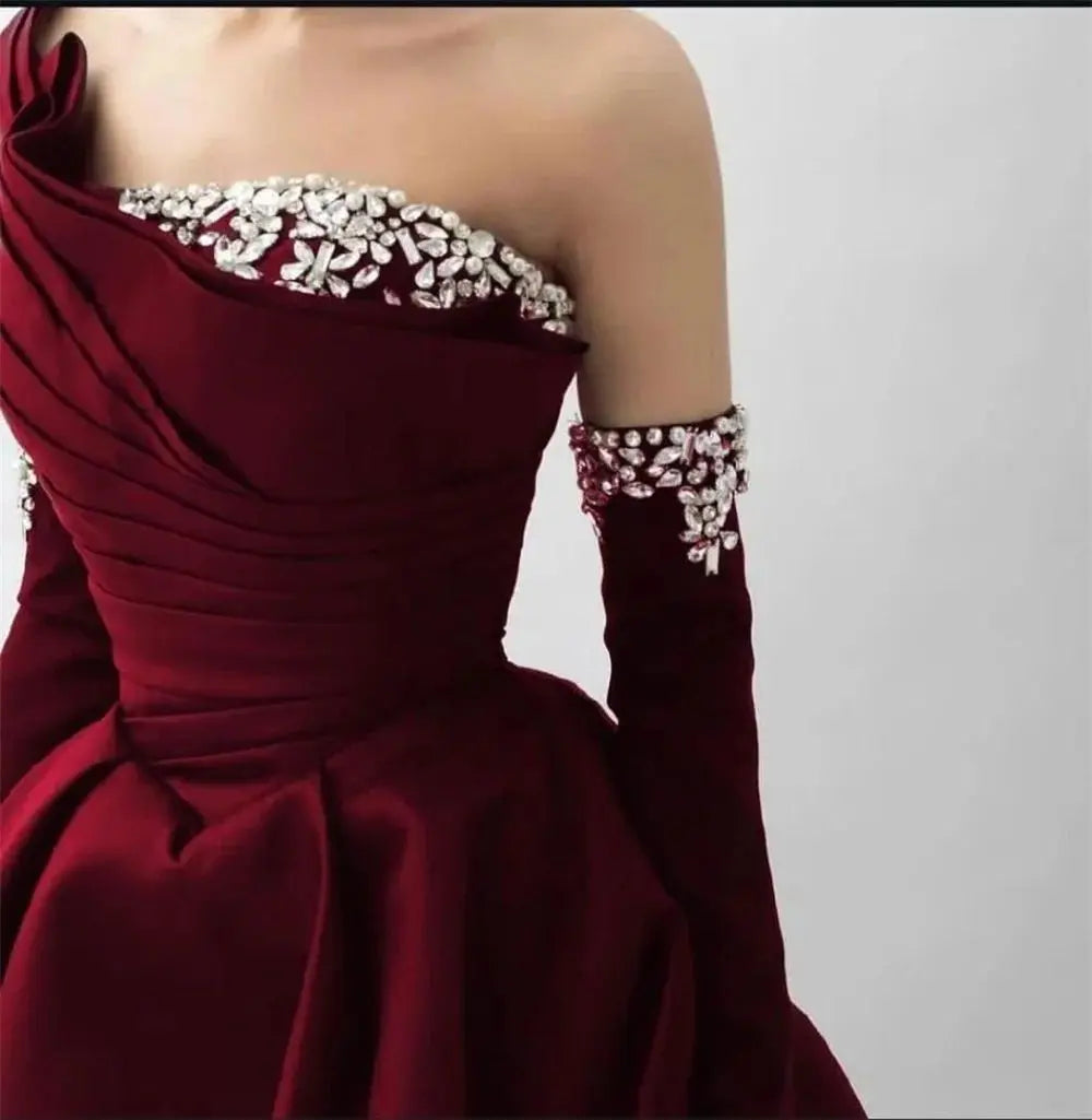 Aileen Satin Off The Shoulder Black Ball Gown Formal Evening Gown 2026 Luxury Appliques Beading Customized Robes De Soirée