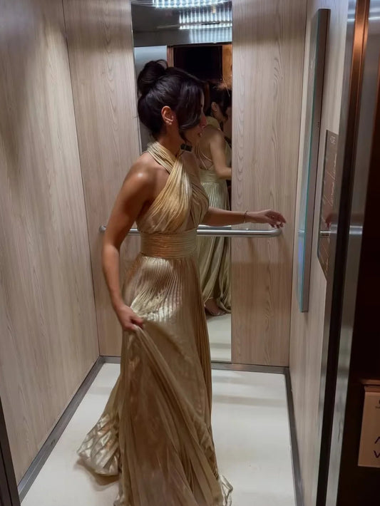 Gowns Halter A Line Side Slit Party Dresses Sexy Side Slit Women Modern Evening Dresses Customized
