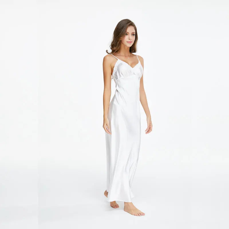 high Nightwear Women Spaghetti Strap Nightdress Long Sleepwears For Female