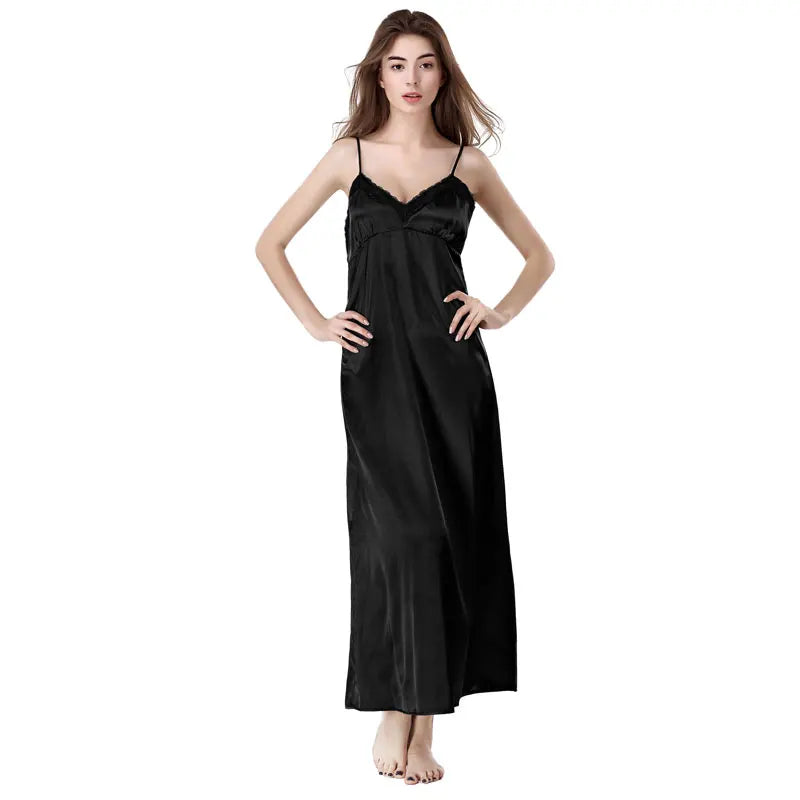 high Nightwear Women Spaghetti Strap Nightdress Long Sleepwears For Female
