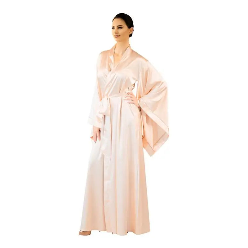 New Solid Robes Women  Long Sleeve Nightgown Ladies Girls Silk Satin Smooth Spring Lace Sleepwear Female