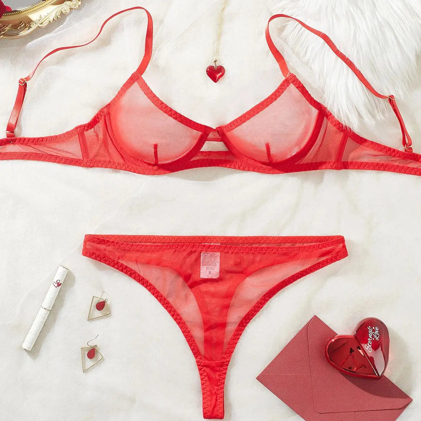 Sexy Lingerie Women Thin Transparent Lace See Through Female Erotic Underwear Bra And Panty Set Sleepwear