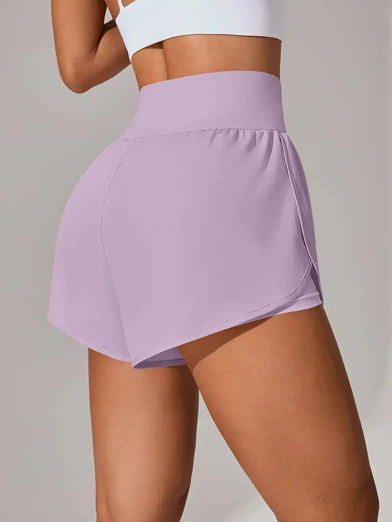 New Women's High Waisted Sports Shorts Yoga Pants Quick Dry Anti-Glare Slim Fit