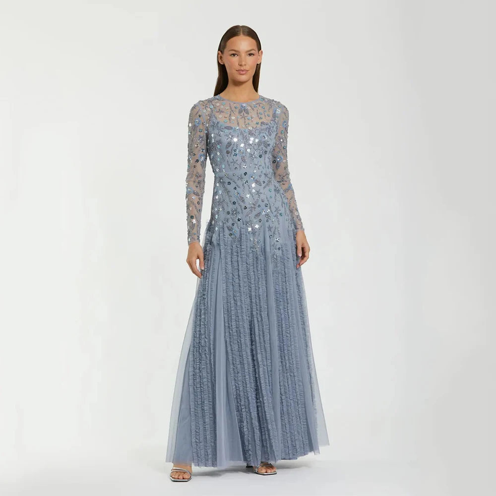 High Quality Evening Dress Scoop for Floor-Length with Beads A-line for Formal Evening Vestidos De Fiesta