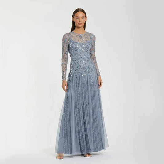 High Quality Evening Dress Scoop for Floor-Length with Beads A-line for Formal Evening Vestidos De Fiesta