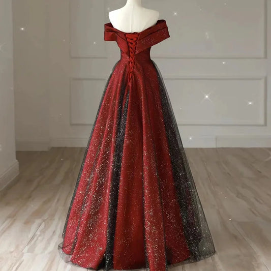 Elegant Sexy Boat Neck Evening Prom Dresses for Women Summer 2026 Host Birthday Wedding Party Dress Formal Occasion Vestidos