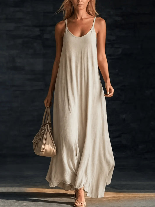 Damen Langarm-Kleid mit schmalen Trägern und A-Linie