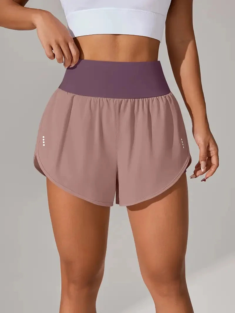 New Women's High Waisted Sports Shorts Yoga Pants Quick Dry Anti-Glare Slim Fit