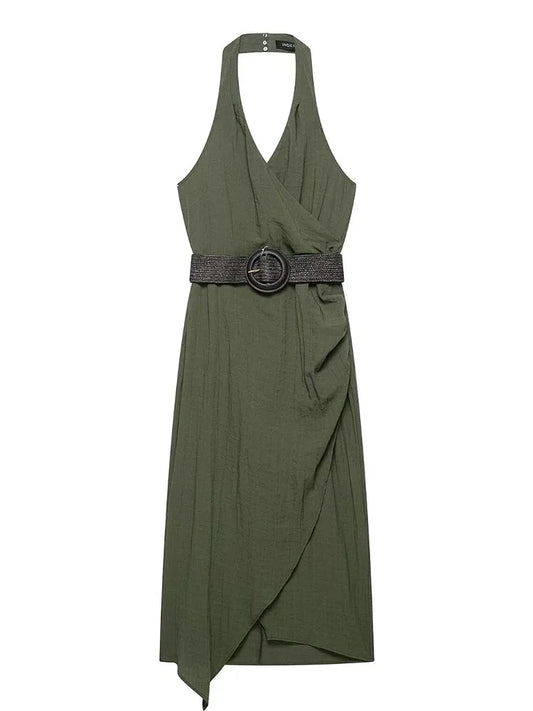 Vestido Assimétrico Verde Oliva