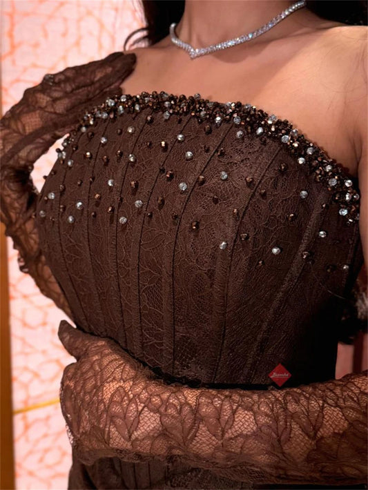 Strapless Corset Bodice Evening Dress Gem Neckline Robes De Soirée Sexy Floor Length Formal Evening Gowns 2026
