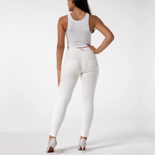 Women's White Butt Lift Leggings Yoga Pants Lightweight Running Full Length Tights for Tall Female
