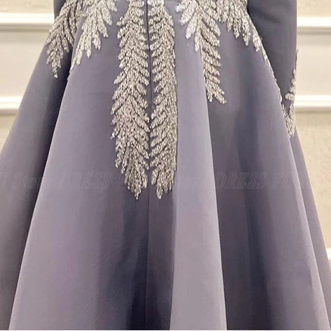 Woman Luxury Long Sleeve Shine Bead Applique Formal Prom Wedding Party Custon Gown A Line