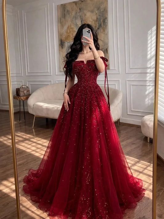 Red Prom Dresses for Special Occasions Customized Luxurious Women's Evening Dresses Brands A-line Wedding Dress Party