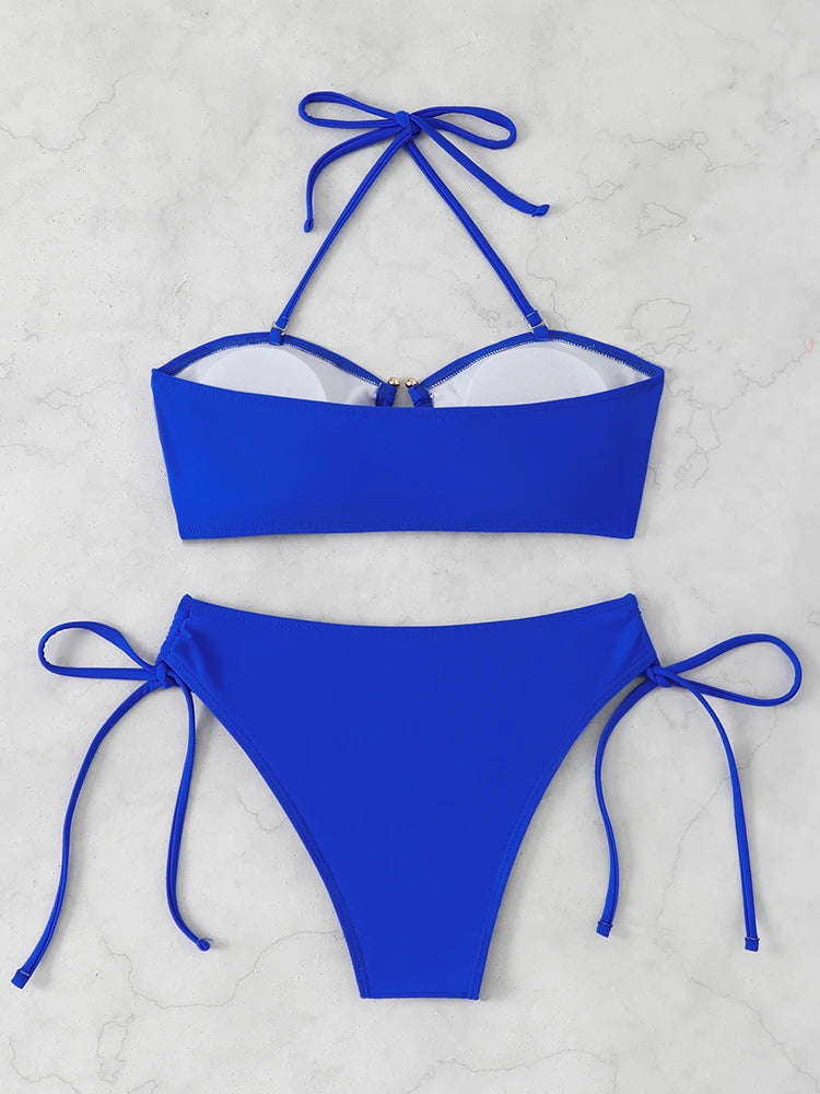 Bikini Women's Swimsuit 2026 Knotted Bathing Suits Woman Swimwear Bandeau Push Up Bikinis Sets Brazilian Beach Wear