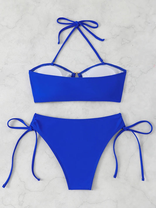 Bikini Women's Swimsuit 2026 Knotted Bathing Suits Woman Swimwear Bandeau Push Up Bikinis Sets Brazilian Beach Wear