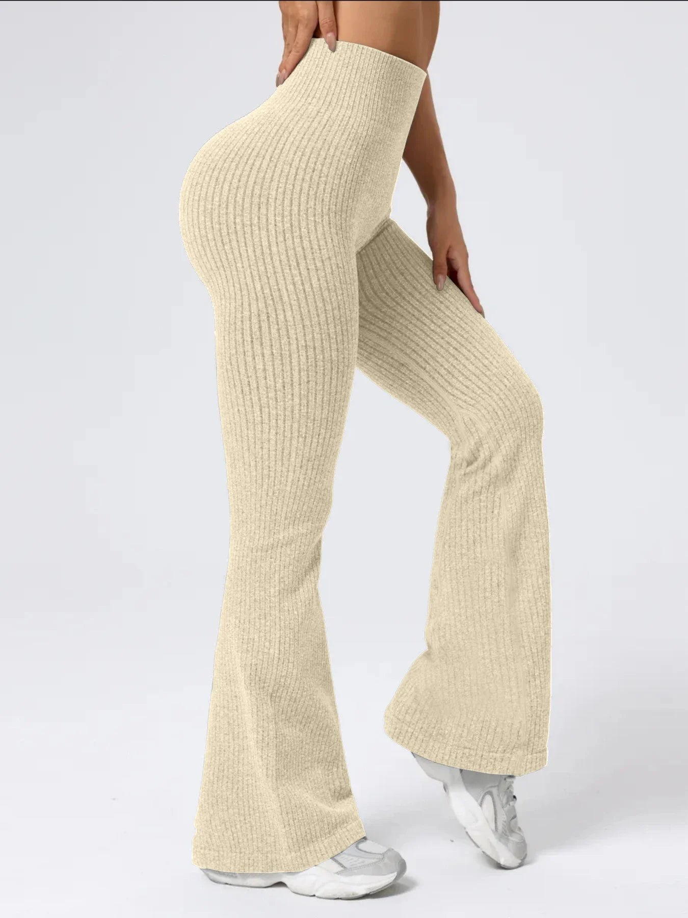 High-Waist Stretchy Bell Bottom Pants for Women – Slim Fit, Ideal for Workout & Daily Casual Wear