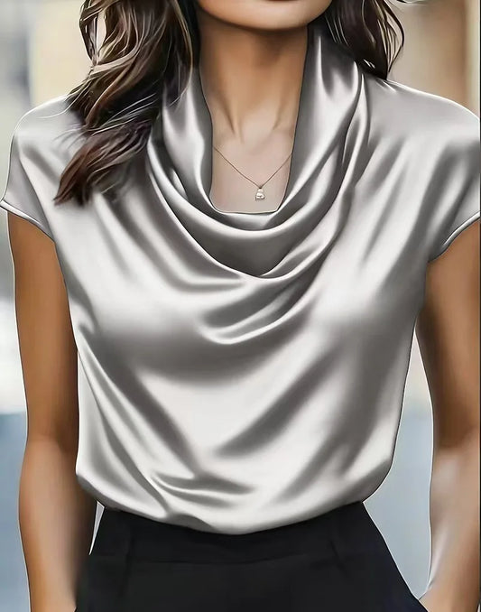 Blusa Drapeada em Cetim Crepe