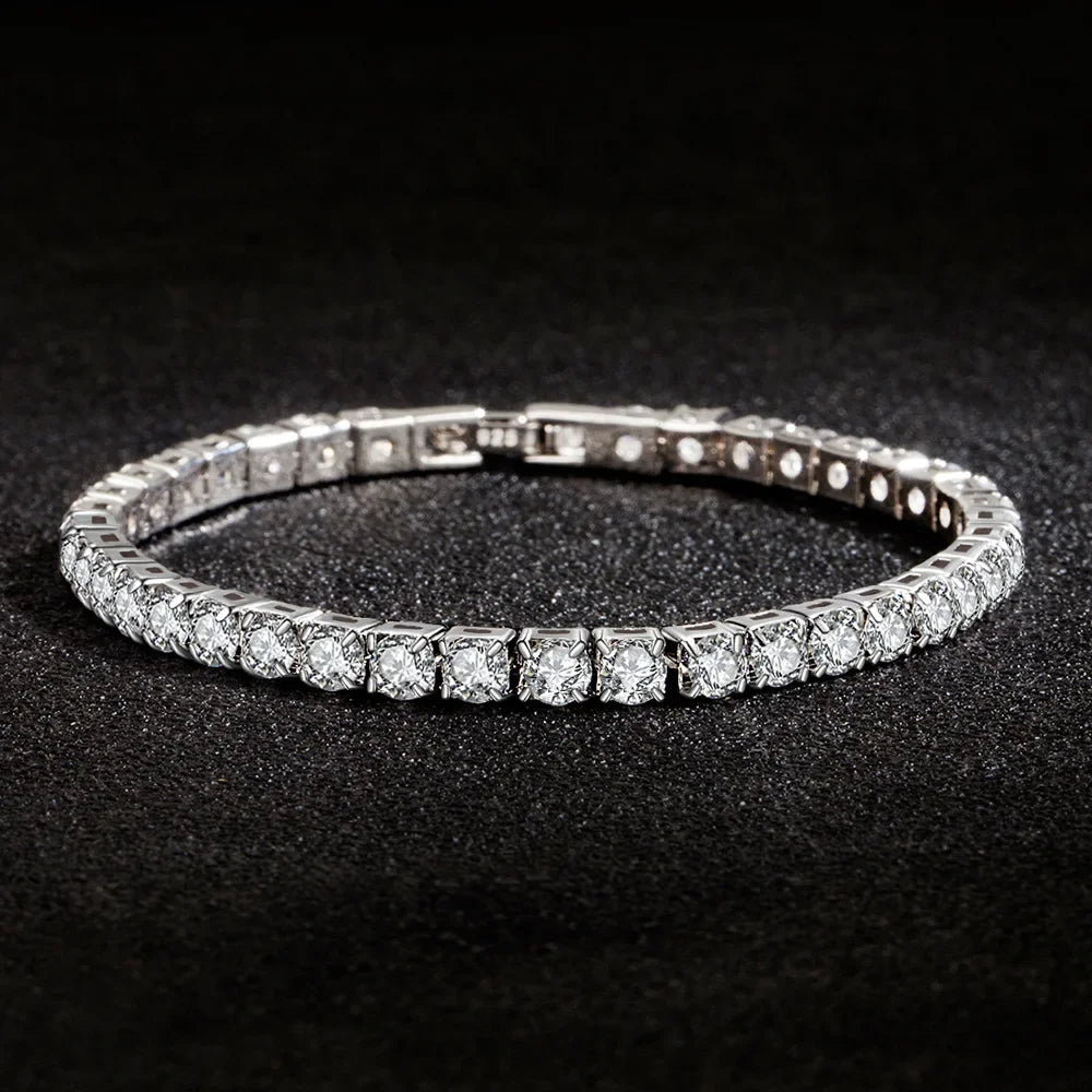 Silver Bracelet Zirconia Tennis Ball Women Fashion Simple Engagement Wedding Charm Jewelry