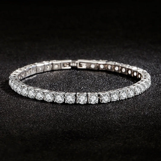Silver Bracelet Zirconia Tennis Ball Women Fashion Simple Engagement Wedding Charm Jewelry