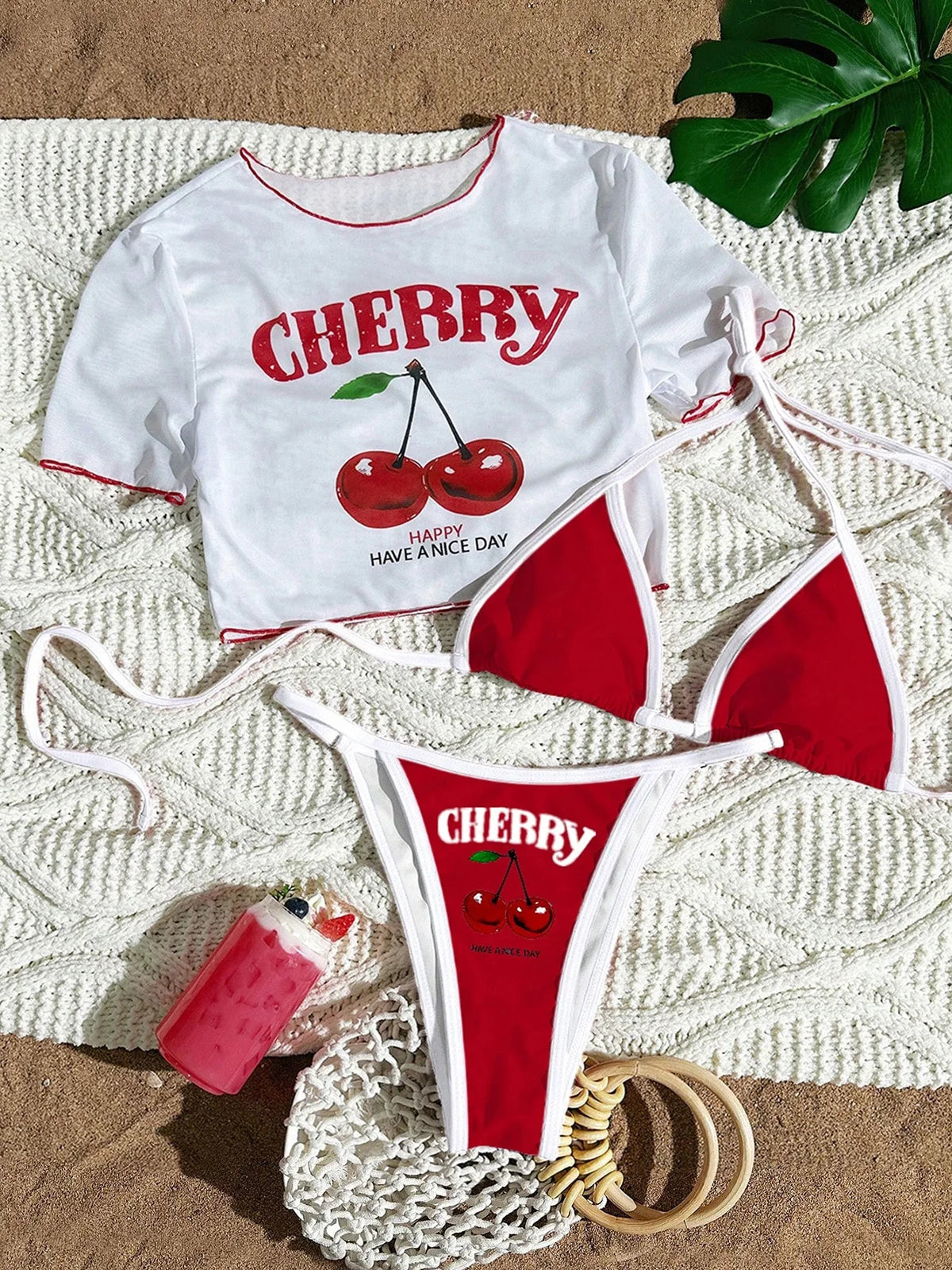 Bikini set Short Sleeve Bikini Female Swimsuit Women Swimwear Bather Bathing Suit Swim