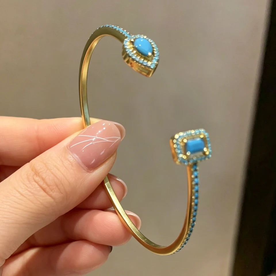 Luxury Geometry Gold Color Cuff Bangles For Women  Bracelets INS Party Everyday Jewlery