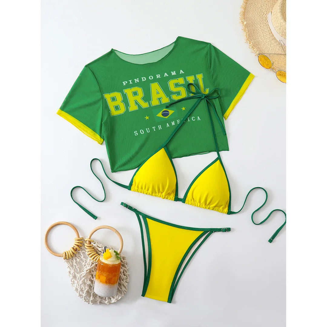 Bikini set Short Sleeve Bikini Female Swimsuit Women Swimwear Bather Bathing Suit Swim
