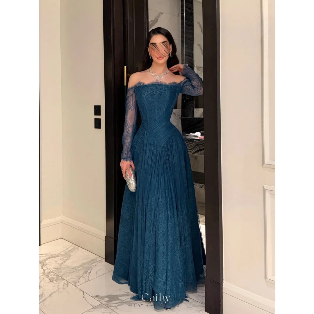 Navy Blue Sweetheart Neck Detachable Cape Prom Dress Sequins A-line vestidos de noche Floor-Length Formal 2026