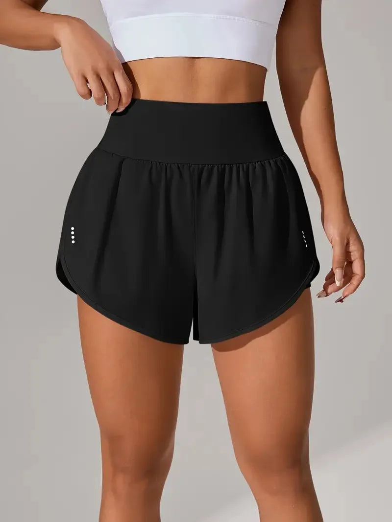 New Women's High Waisted Sports Shorts Yoga Pants Quick Dry Anti-Glare Slim Fit