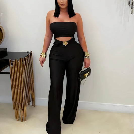 Sexy Hollow Out Bodycon Jumpsuit for Women Solid Color Sleeveless Backless Rompers Female Streetwear Overalls 2025 New