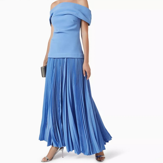 Women's A-line Evening Dresses Ankle-length Off The Shoulder Sleeveless Prom Dresses Simple Fashion Draped