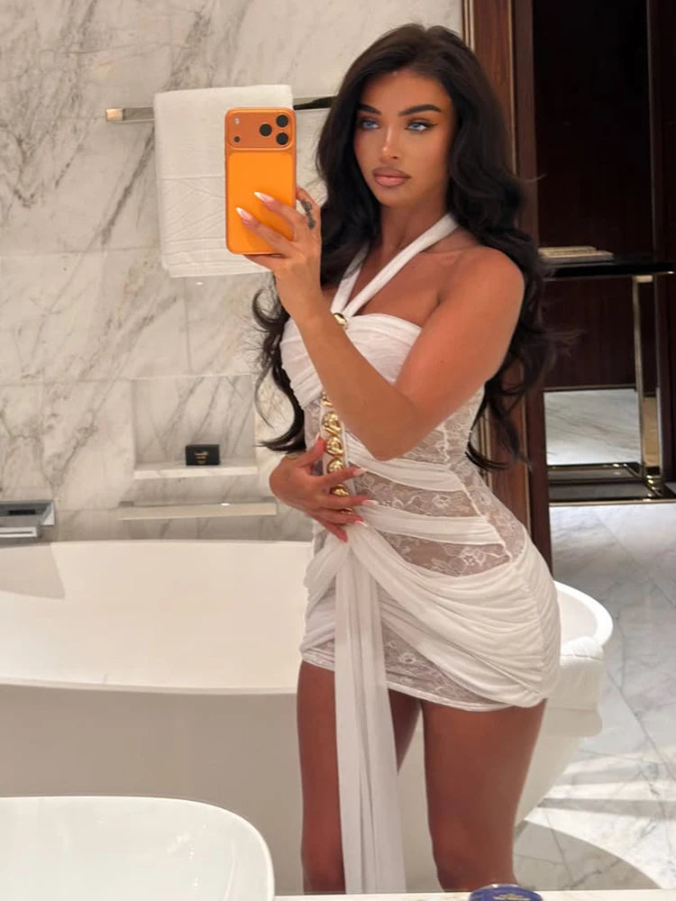 Vestido Malha Fina com Metal