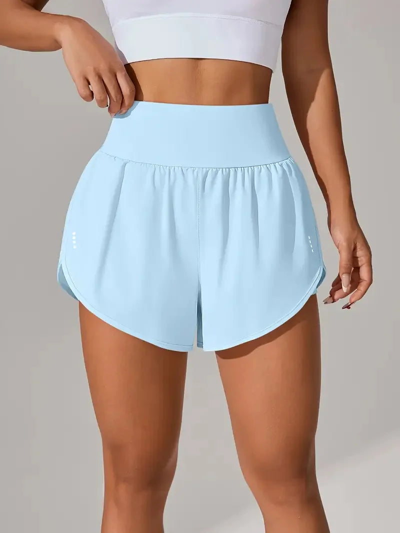 New Women's High Waisted Sports Shorts Yoga Pants Quick Dry Anti-Glare Slim Fit