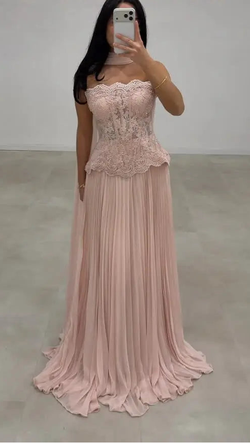 Pink Column Halter Neck Prom Dresses Pleated Sleeveless Lace-Up vestidos de noche Formal Evening 2026