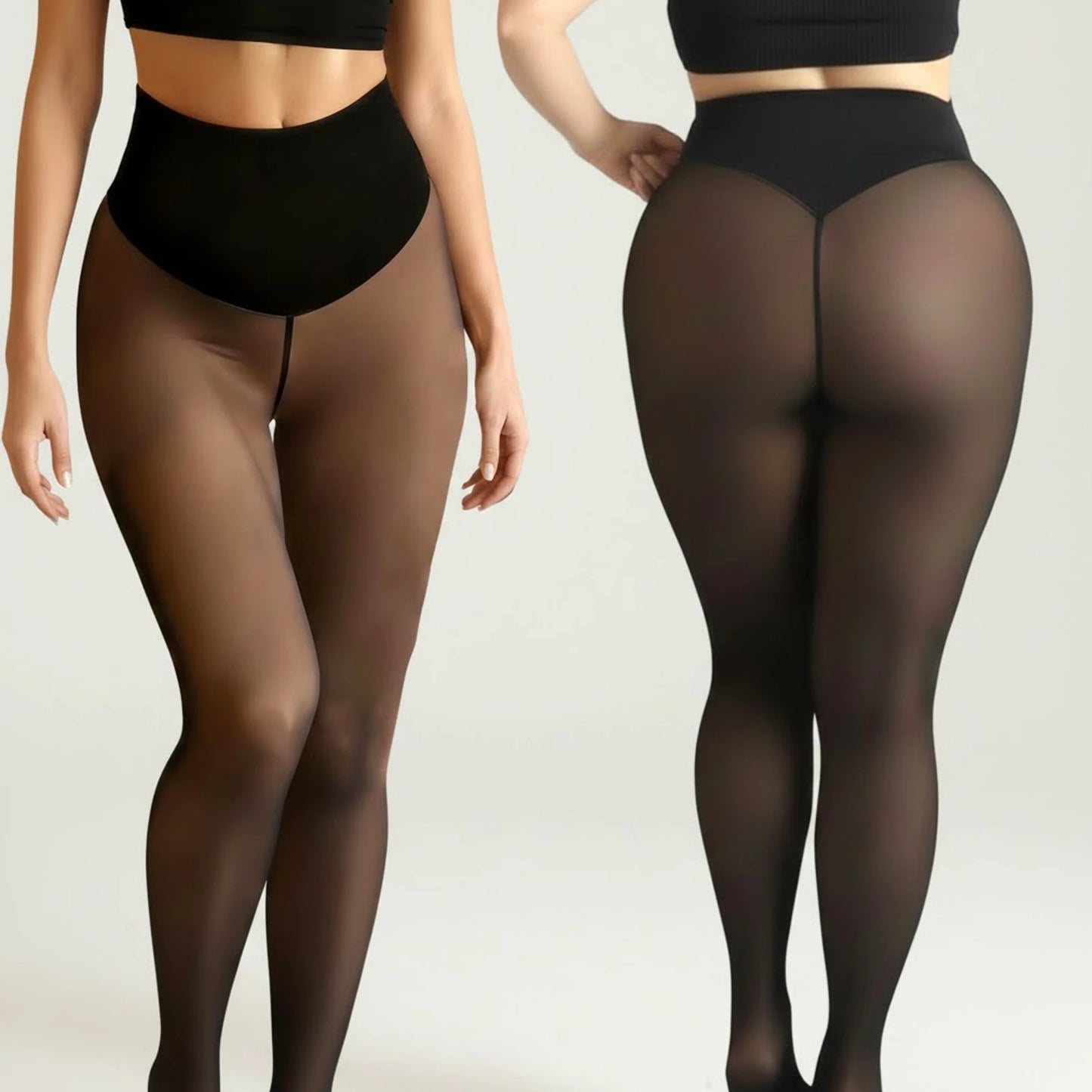 Seam Fleece Lined Tights Shaping Thermal Leggings Band Translucent Pantyhose Sheer Fleece Leggings Plus Size